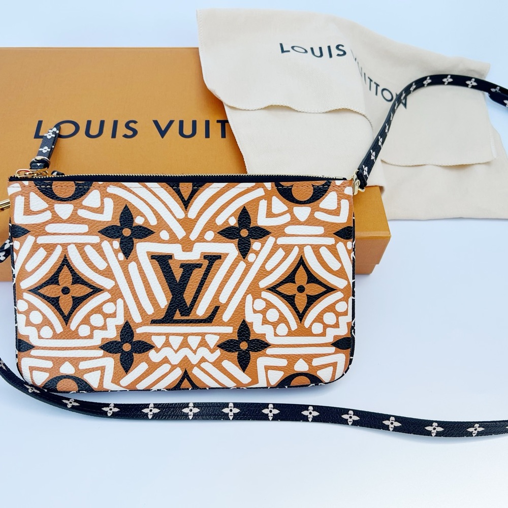 Louis Vuitton Monogram Crafty Double Pochette Crossbody Cream Caramel Clafoutis - Picture 4 of 14